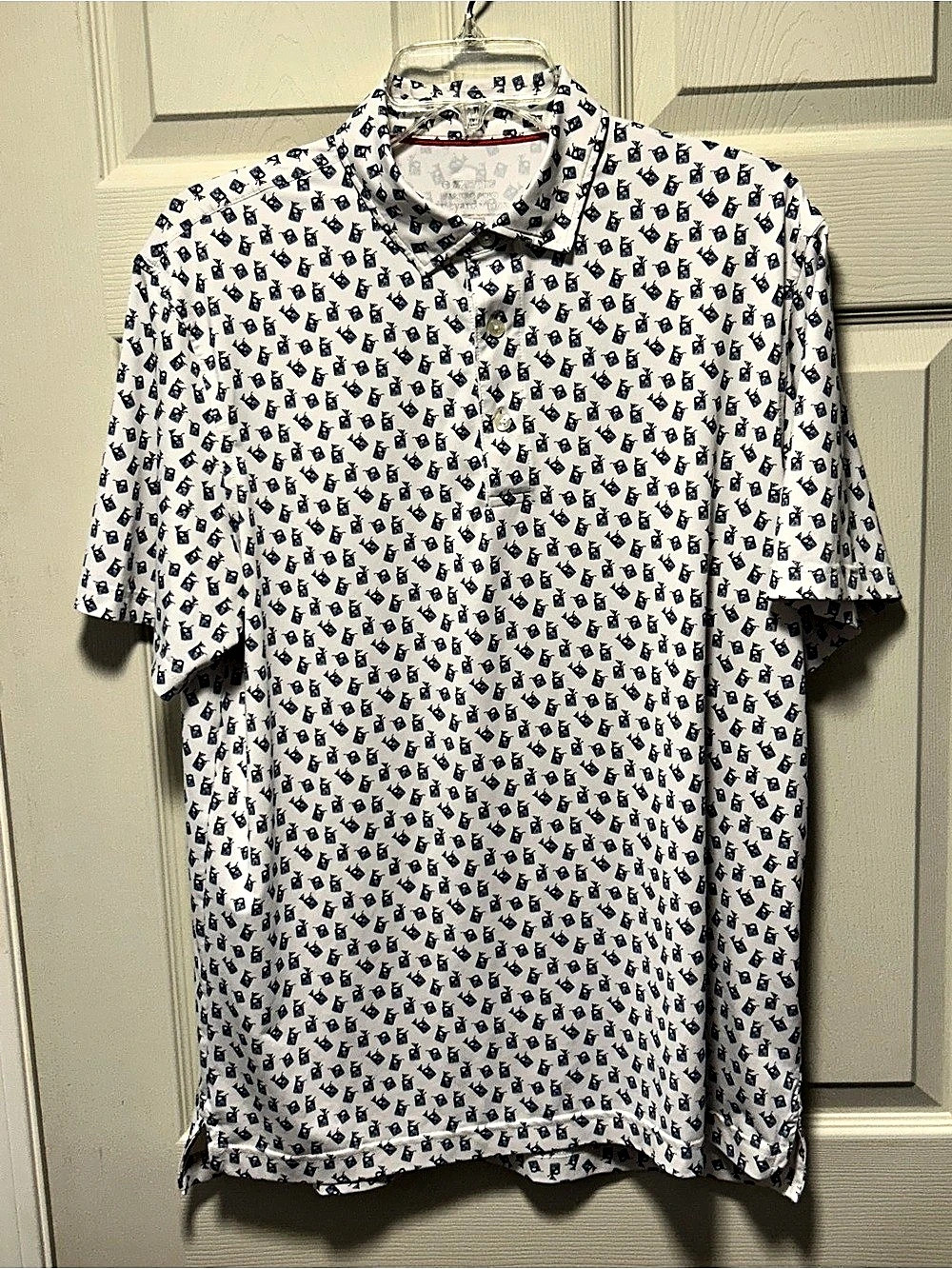 Vineyard Vines Palmero Polo Men's Polo Shirt iWhite Blue Size Medium AOP